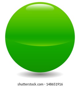 Green glossy sphere isolated on white. Vector illustration