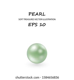 Green glossy sphere isolated on white background. Skin care oil bubbles. Pearl. Vector ball for natural cosmetic, shampoo package design.