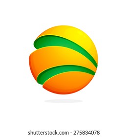 Green glossy sphere isolated on white. Vector illustration for your design.