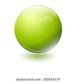 Green glossy sphere isolated on white. Vector illustration.