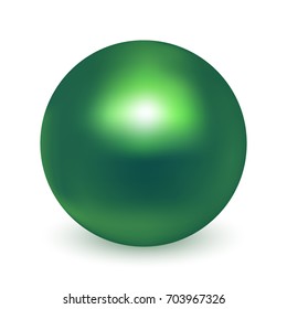 Green glossy sphere isolated on white. Vector illustration for your design.