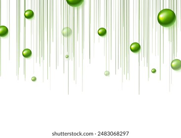 Esferas brillantes verdes y líneas mínimas de fondo de concepto abstracto. Diseño de Vector tecnológico futurista