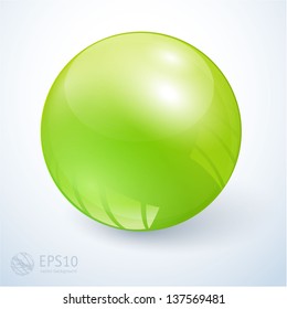 Globo transparente y brillante verde. Vector.
