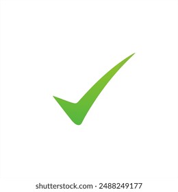 Green glossy web 2.0 button with check sign. Rounded square shape on white background