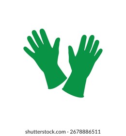 Diseño plano de Vector de icono de silueta de guantes verdes.