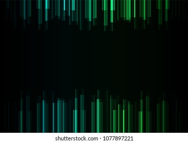 green glow bar overlap in dark background, stripe layer backdrop, technology template, vector illustration