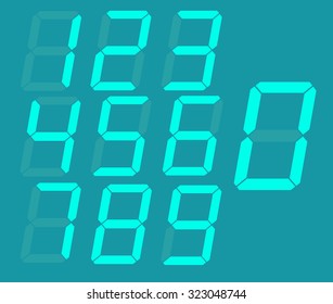 green glow digital number set