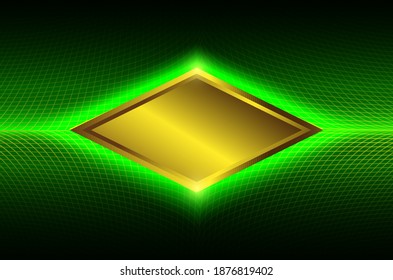 Green glow picture With a golden diamond With glitter Abstract color shapes for your business concept vector illustration black green background