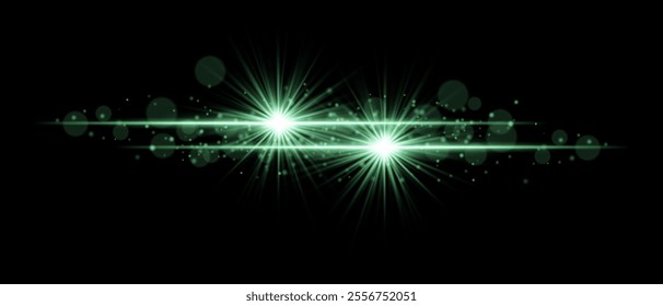 Green glow. Shining, illumination, particles, radiance, bokeh, shimmer, brilliance, light streaks, energy, magic, elegance, celestial, abstract, festive, decoration, sparkling, luxurious, luminous