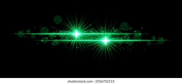 Green glow. Shining, illumination, particles, radiance, bokeh, shimmer, brilliance, light streaks, energy, magic, elegance, celestial, abstract, festive, decoration, sparkling, luxurious, luminous