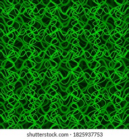 Green glow wavy dynamic pattern on dark. Cover design template. Geometric line pattern. Vector graphic abstract motion effect