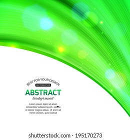Green glowing abstract background with place for text. Vector illustration. 