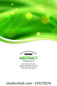 Green glowing abstract background with place for text. Vector illustration. 