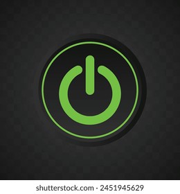 Green Glowing Button With Black Transparent Background
