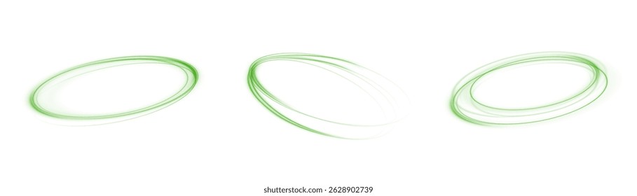 Green glowing circle swirl on white background.   Futuristic colorful pedestal, podium, platform. Vector PNG.