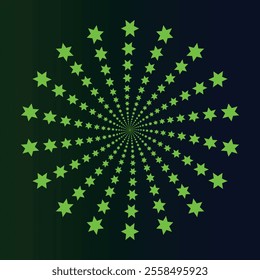 A green glowing floral kaleidoscope pattern background