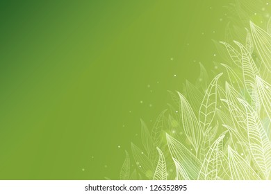 Green glowing leaves horizontal background