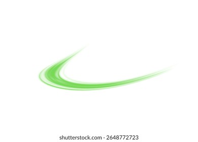 Vetor de trilha luminosa brilhante verde . Efeito de linha verde, caminho verde sinuoso, onda , vórtice de energia curva, fundo futurista em um fundo PNG transparente	