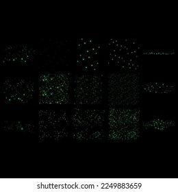 luces brillantes verdes y destellos con destellos de lente y efecto bokekel estrellas vectoriales brillantes y elementos solares en el fondo