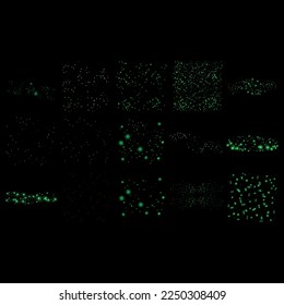 luces brillantes verdes y destellos con destellos de lente y efecto bokekel estrellas vectoriales brillantes y elementos solares en el fondo