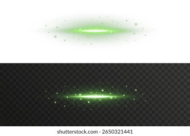 Green glowing line with horizontal beam, soft flare glow, and futuristic light shine. Perfect for motion graphics, HUD transitions, sci-fi overlays, speed effects, or digital design presentations