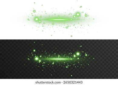 Green glowing line with horizontal beam, soft flare glow, and futuristic light shine. Perfect for motion graphics, HUD transitions, sci-fi overlays, speed effects, or digital design presentations