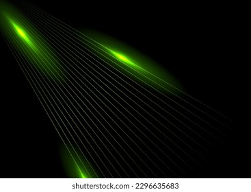 Green glowing minimal lines abstract futuristic tech background. Vector digital art design