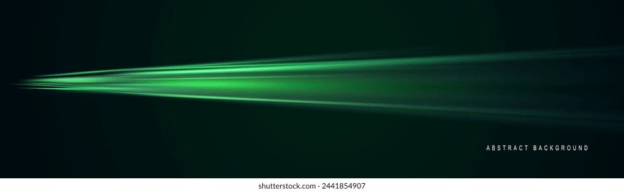 Green glowing shiny lines effect vector background. Luminous white lines of speed. Light glowing effect. Light trail wave, fire path trace line and incandescence curve twirl.