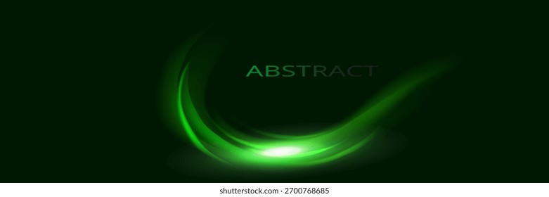 Fundo de vetor de efeito de linhas brilhantes brilhantes verdes. Linhas brancas luminosas de velocidade. Efeito de brilho claro. Onda de rastro leve, linha de rastro de fogo e giro curva de incandescência.