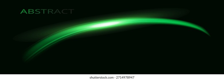 Grüne glänzende Linien wirken auf Vektorhintergrund. Hellweiße Geschwindigkeitslinien. Lichterglühender Effekt. Lichtspurwelle, Feuerwegspurlinie und Glühkurve drehen sich.