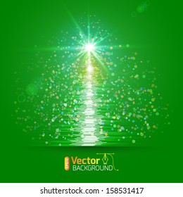 Green glowing tree for science company