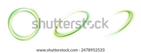 Green glowing Twirl circle on a white background. Special radiant effect. Glowing special effect for game design. Futuristic colorful pedestal, podium, platform. Vector PNG. For web design