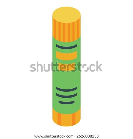 Green glue stick with orange cap, ideal for school projects, paper crafts, and various creative activities