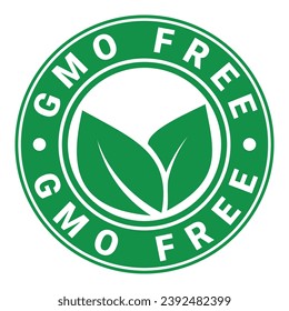 Green GMO Free isolated round stamp sticker vector illustration