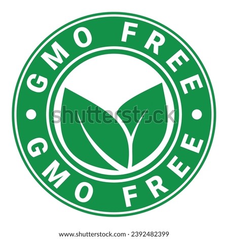 Green GMO Free isolated round stamp sticker vector illustration