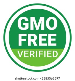 Green GMO Free Verified round stamp sticker vector illustration
