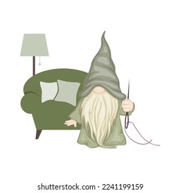 green gnome with tailoring needle