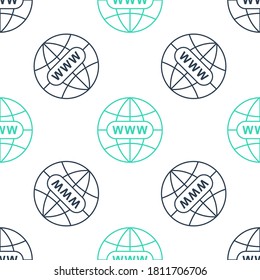 Icono Verde Ir a Web aislado patrón transparente en fondo blanco. Icono de Www. Pictograma del sitio web. Símbolo de la web a nivel mundial. Símbolo de Internet para el diseño de tu sitio web, aplicación. Vector.