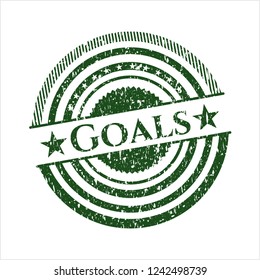 Green Goals distressed rubber seal with grunge texture