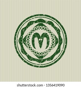 Green goat head icon inside distressed grunge seal
