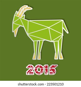 green goat on paper with gold horns and hooves greeting card