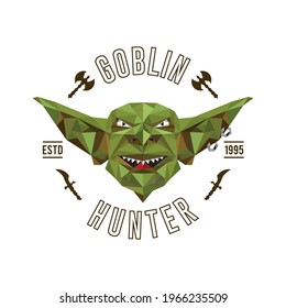 Green Goblin face vector illustration in low poly style, perfect for gaming logo and e sport team logo