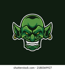 Green Goblin Head Mascot Illustration