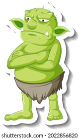 Green goblin or troll cartoon character sticker illustration