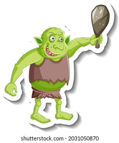 Green goblin or troll cartoon character sticker illustration