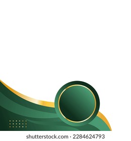 Green and gold abstract curve border or gold corner border on white background