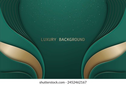 Green and gold abstract layered background. Luxury style. Vector illustration