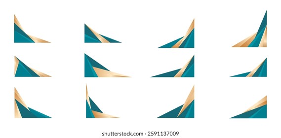 Green Gold Abstract Shape Border and Corner Frame Vector Set Collection. Decorative Elements Corners, Borders, and Frames. Elegant Shape for Banners, Certificates, Invitations, and Covers Design