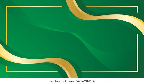 Green gold abstract wave background for certificate design