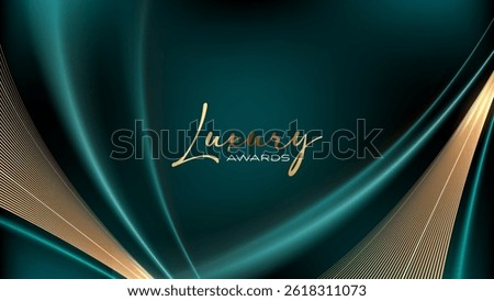 Green and Gold Award Background. Creative Concept Template. Classy Premium Wedding Card. Grand Luxury Decorative Banner for Wedding and Birthday. Premium Congratulations Card. Event Invitation.